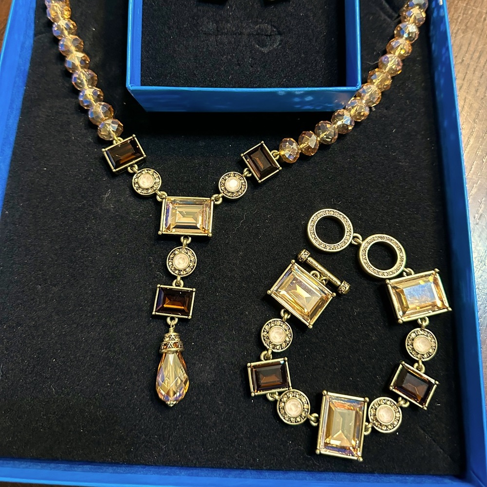 Rare Heidi Daus Emerald Cut Topaz Complete 3 Piece Set